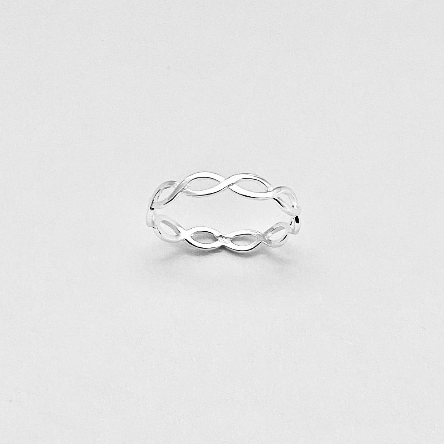 Sterling Silver Thin High Polish Eternity Braid Ring, Delicate Jewelry, Infinity Rings