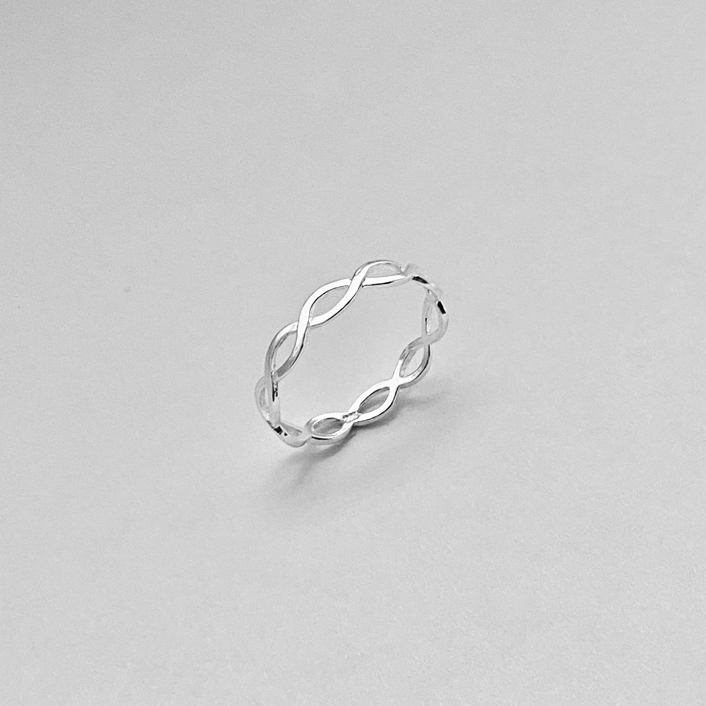 Sterling Silver Thin High Polish Eternity Braid Ring, Delicate Ring, Minimalist Infinity Rings