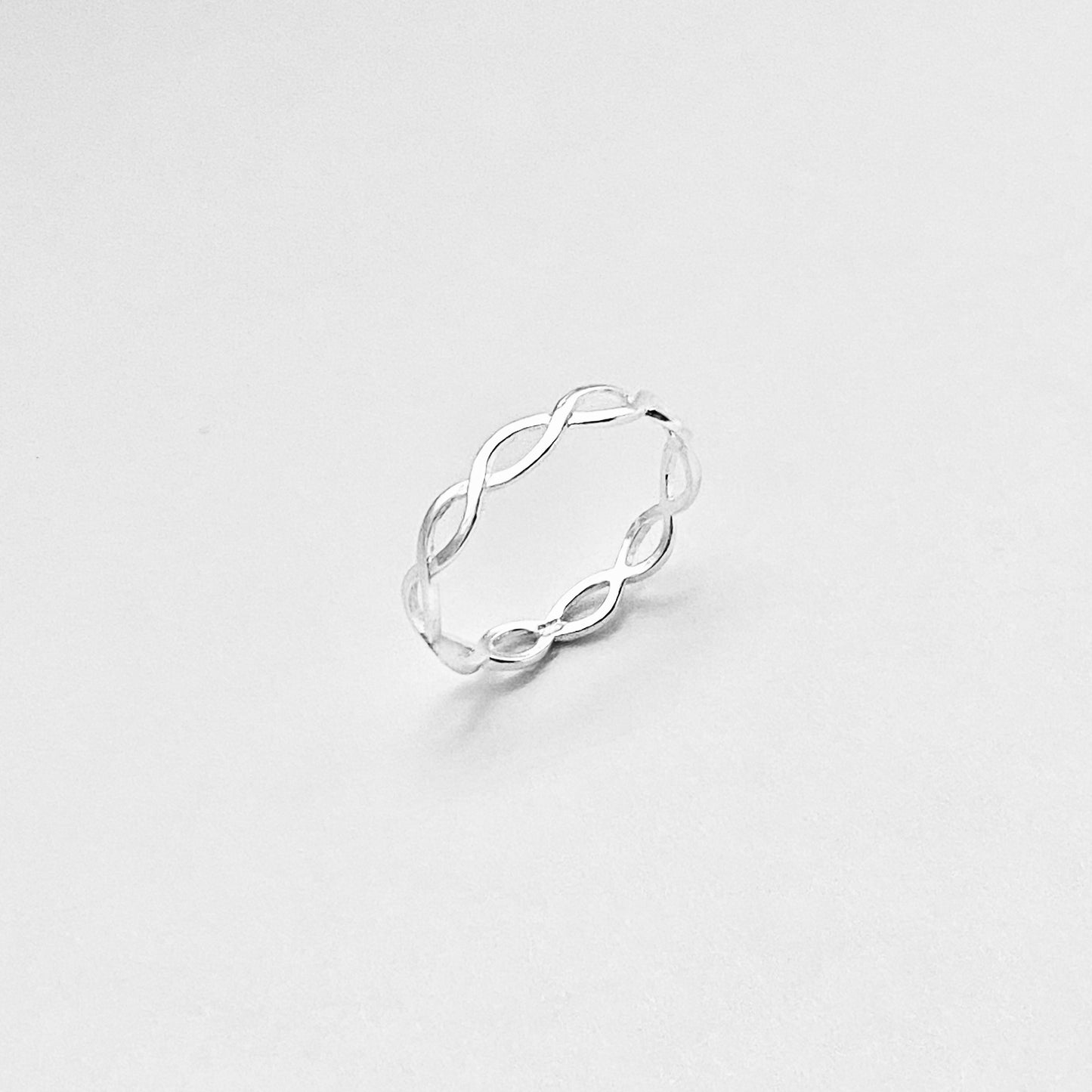 Sterling Silver Thin High Polish Eternity Braid Ring, Delicate Jewelry, Infinity Rings