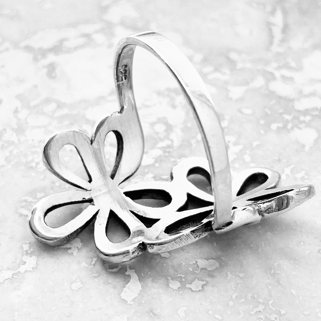 Sterling Silver 2 Large Flower Ring, Statement Rings, Silver Ring, Daisies
