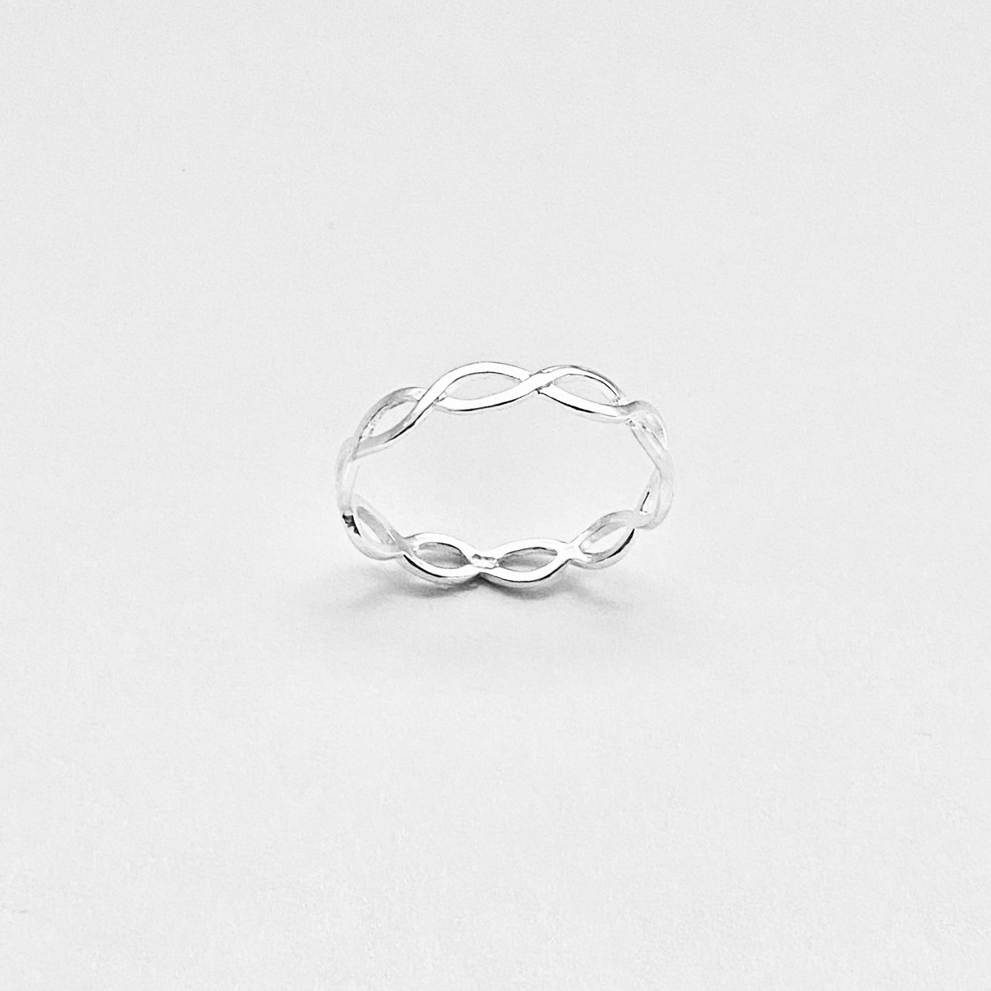 Sterling Silver Thin High Polish Eternity Braid Ring, Delicate Jewelry, Infinity Rings