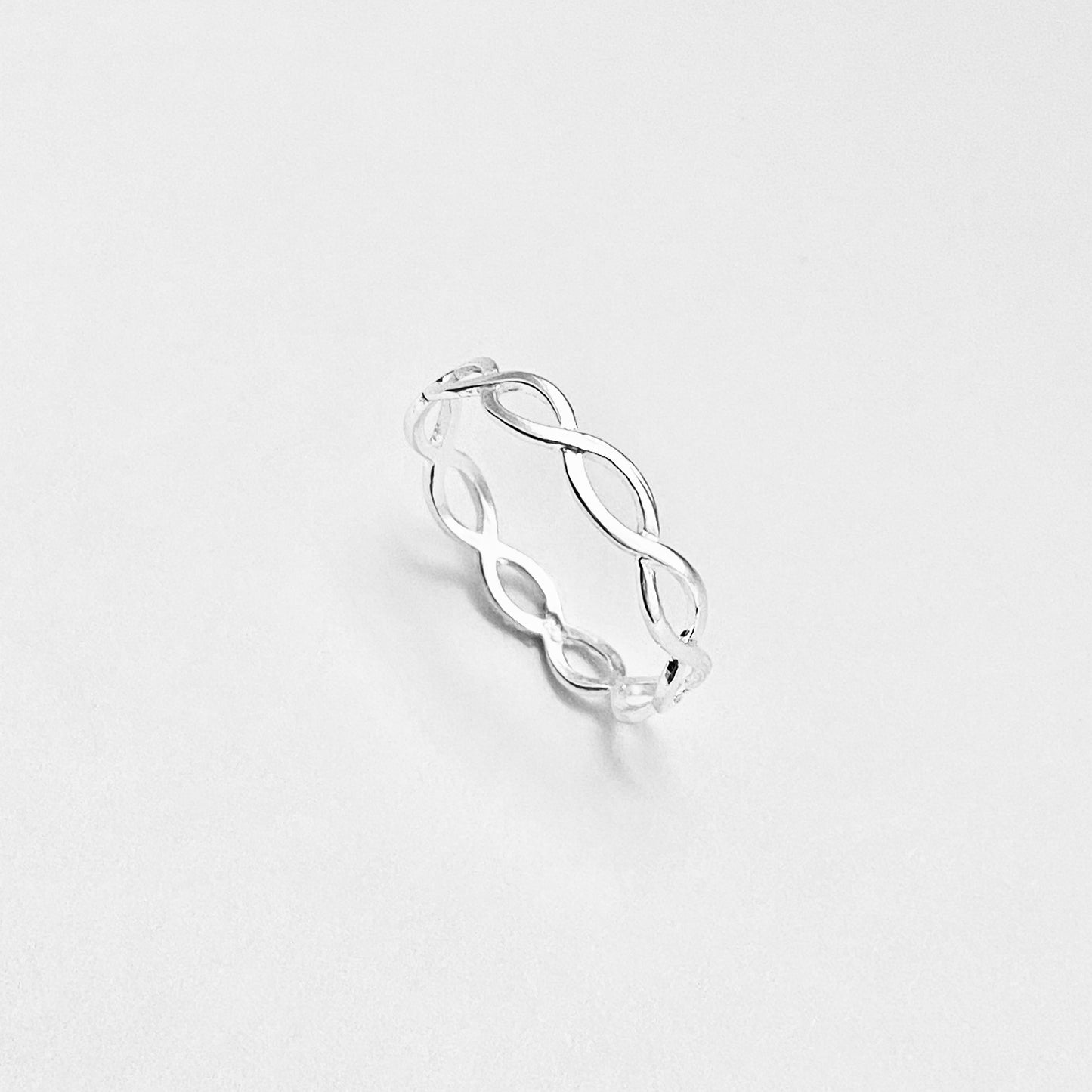 Sterling Silver Thin High Polish Eternity Braid Ring, Delicate Jewelry, Infinity Rings