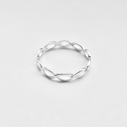 Sterling Silver Thin High Polish Eternity Braid Ring, Delicate Jewelry, Infinity Rings