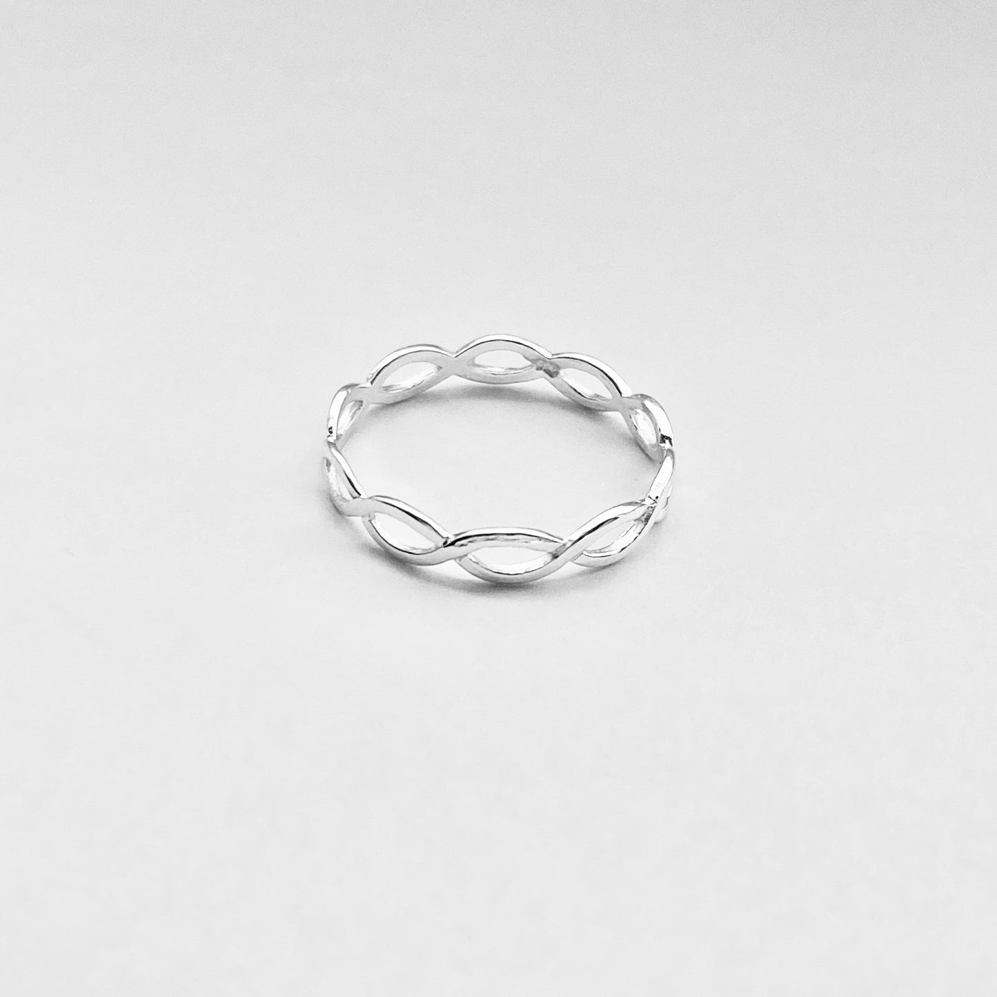 Sterling Silver Thin High Polish Eternity Braid Ring, Delicate Jewelry, Infinity Rings