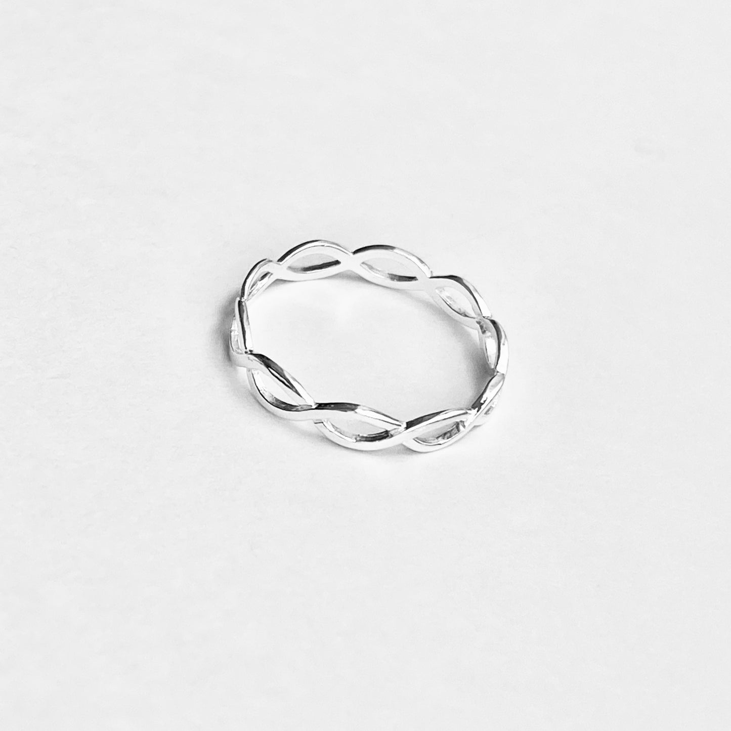 Sterling Silver Thin High Polish Eternity Braid Ring, Delicate Jewelry, Infinity Rings