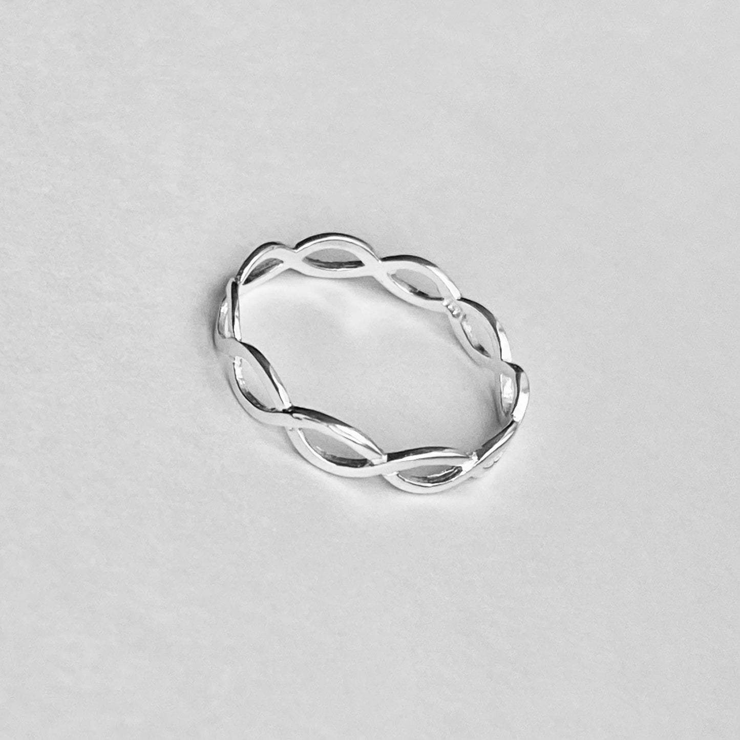 Sterling Silver Thin High Polish Eternity Braid Ring, Delicate Ring, Minimalist Infinity Rings