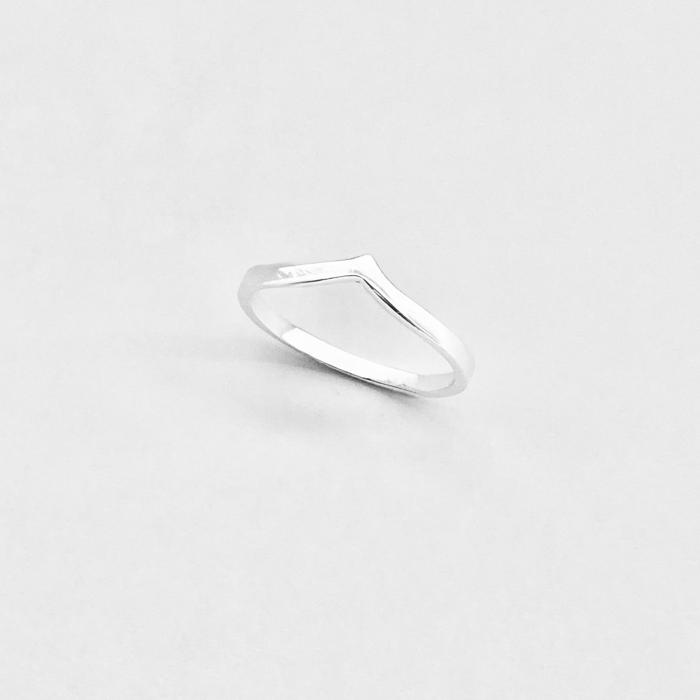 Sterling Silver High Polish Chevron Ring | Dainty Stacking V Shape Band Silver Rings