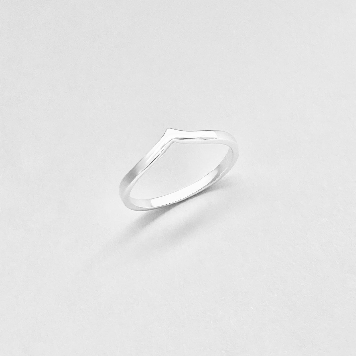 Sterling Silver High Polish Chevron Ring | Dainty Stacking V Shape Band Silver Rings
