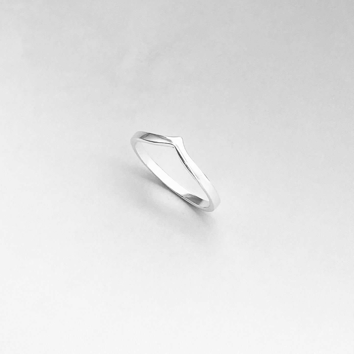 Sterling Silver High Polish Chevron Ring | Dainty Stacking V Shape Band Silver Rings