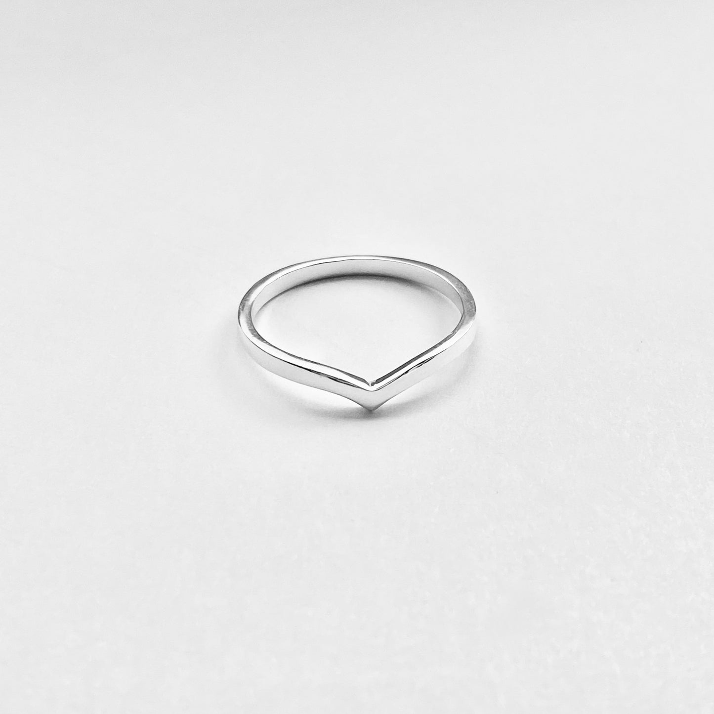 Sterling Silver High Polish Chevron Ring | Dainty Stacking V Shape Band Silver Rings