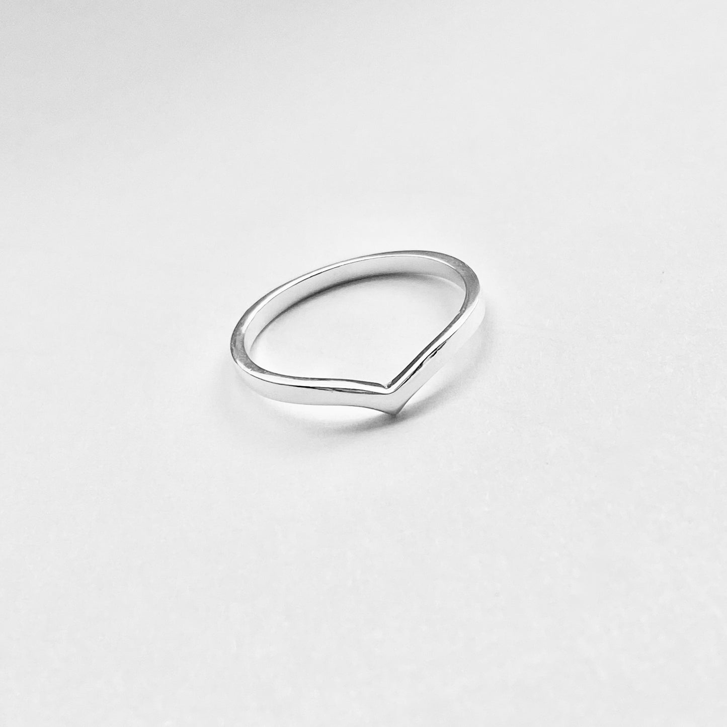 Sterling Silver High Polish Chevron Ring | Dainty Stacking V Shape Band Silver Rings