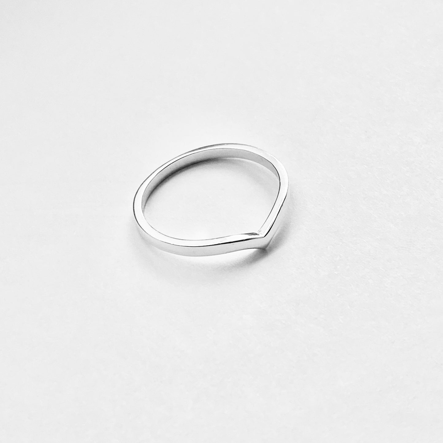 Sterling Silver High Polish Chevron Ring | Dainty Stacking V Shape Band Silver Rings