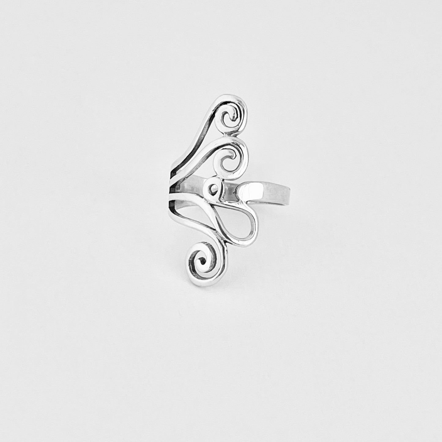 Sterling Silver Statement Swirl Ring, Spiral Rings, Filigree Swirls Jewelry