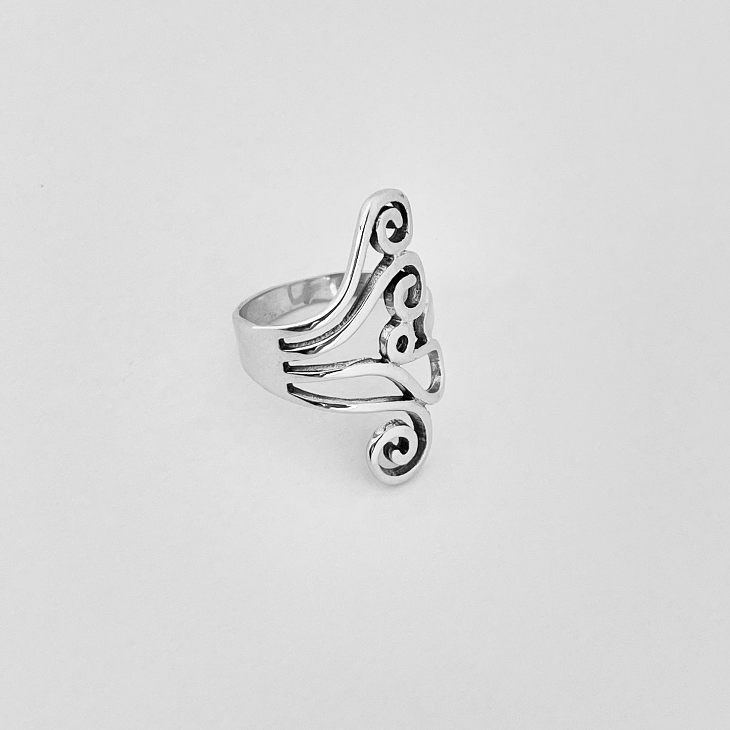 Sterling Silver Statement Swirl Ring, Spiral Rings, Filigree Swirls Jewelry