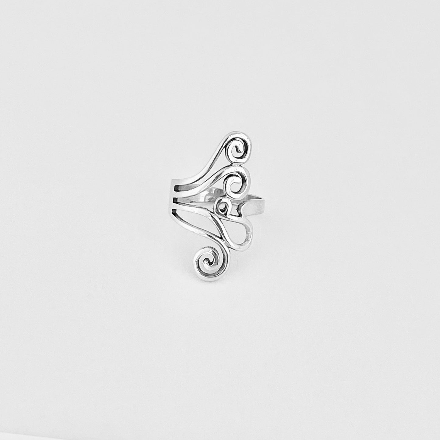 Sterling Silver Statement Swirl Ring, Spiral Rings, Filigree Swirls Jewelry