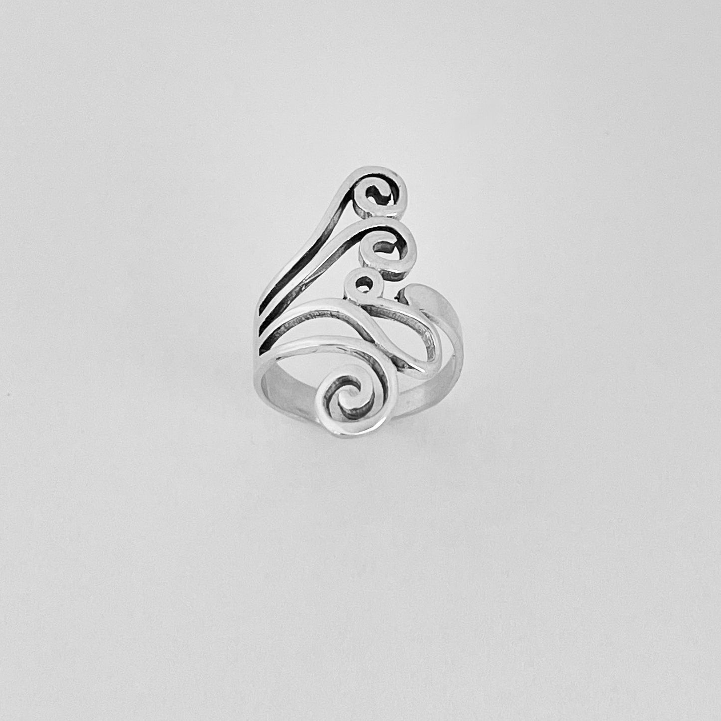 Sterling Silver Statement Swirl Ring, Spiral Rings, Filigree Swirls Jewelry