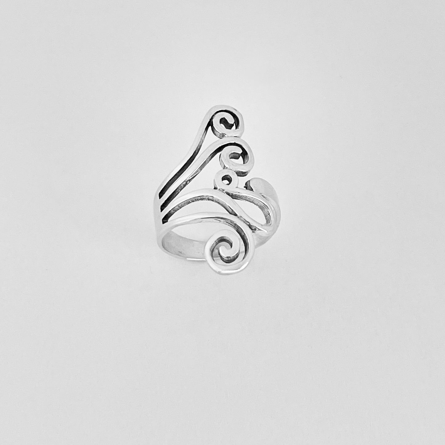 Sterling Silver Statement Swirl Ring, Spiral Rings, Filigree Swirls Jewelry