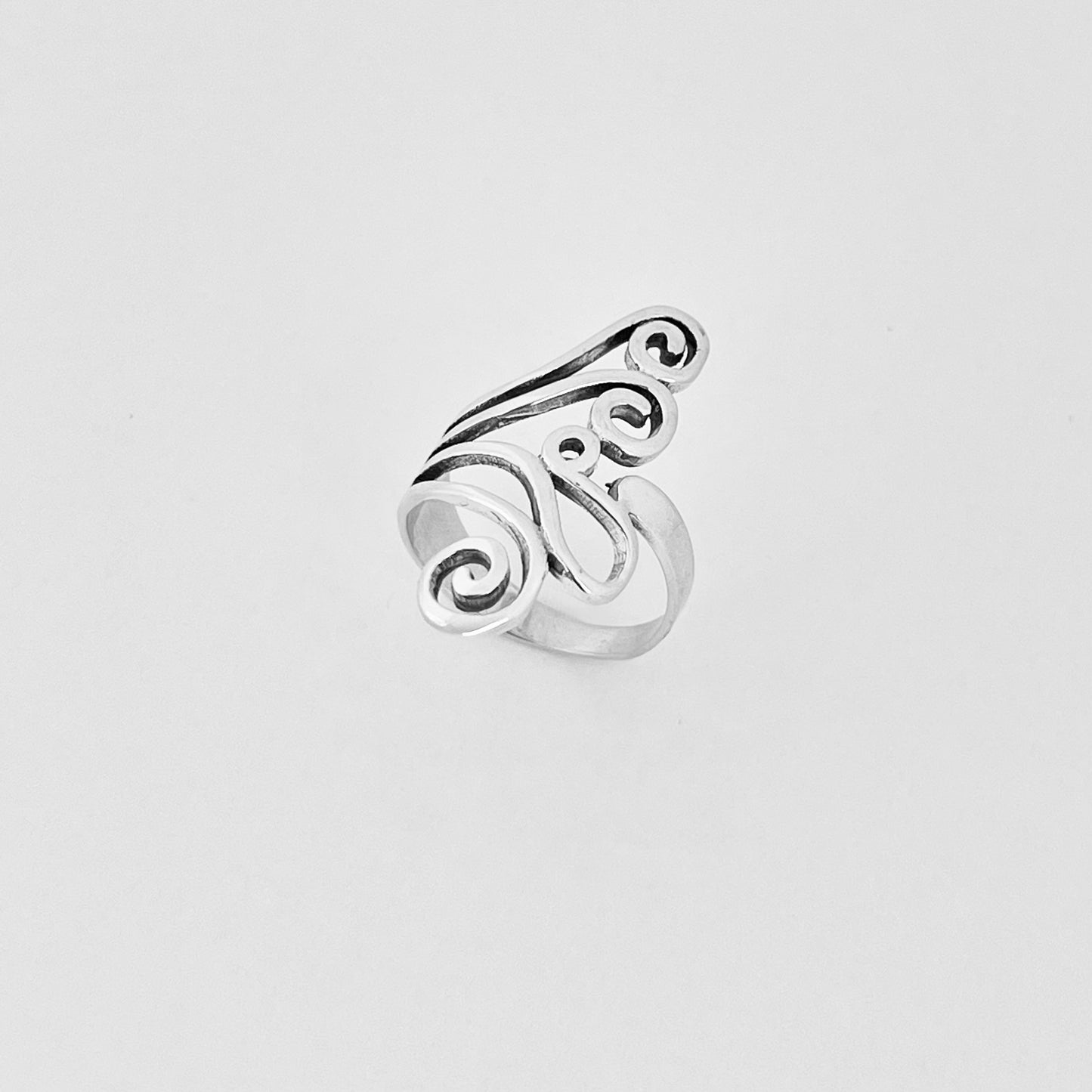 Sterling Silver Statement Swirl Ring, Spiral Rings, Filigree Swirls Jewelry