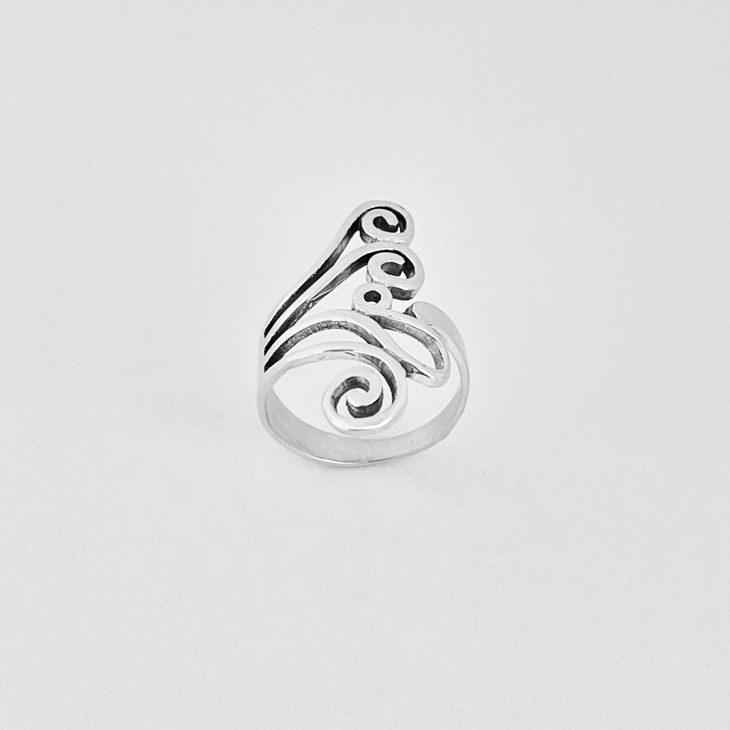 Sterling Silver Statement Swirl Ring, Spiral Rings, Filigree Swirls Jewelry