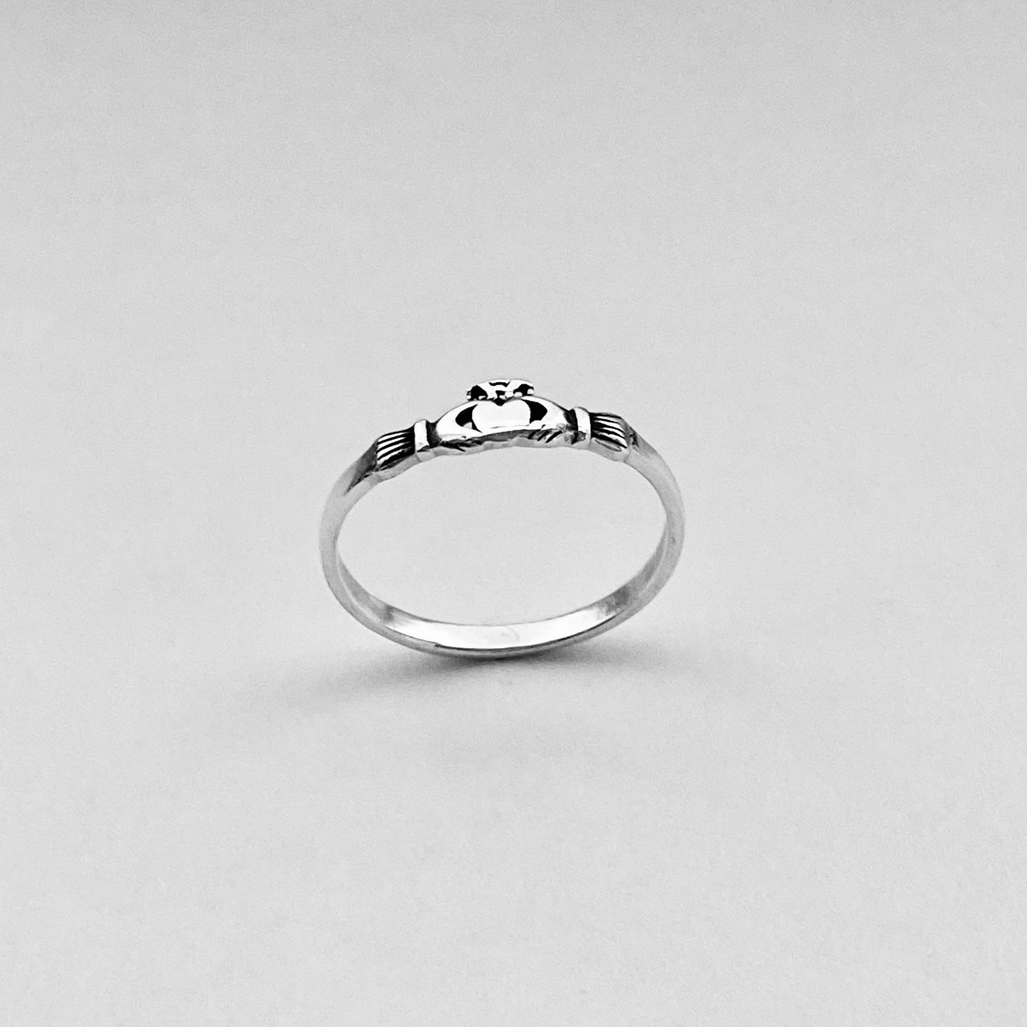 Sterling Silver Mini Irish Claddagh Ring, Minimalist Heart Silver Ring