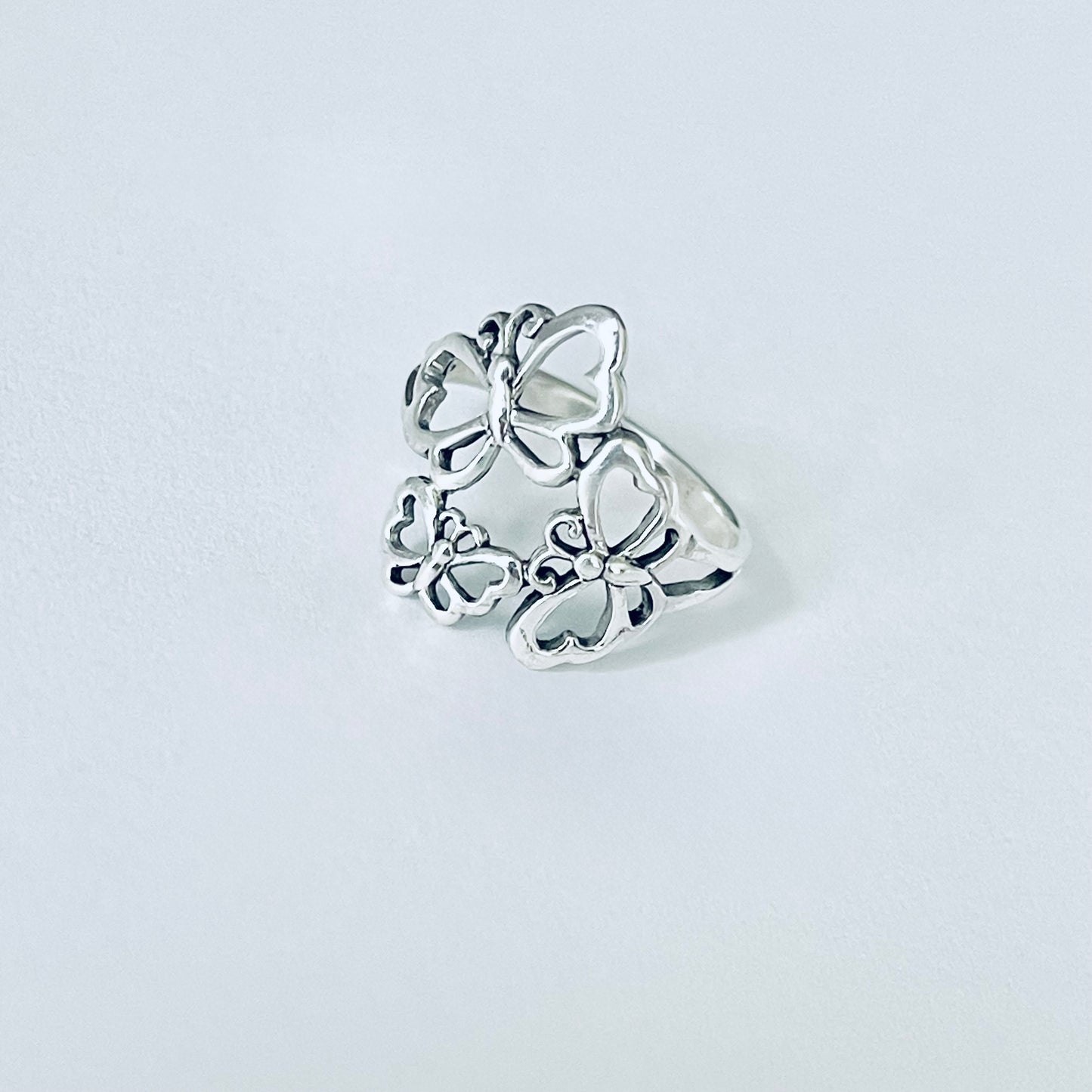 Sterling Silver Triple Butterfly Ring – Bold Nature Spirit Statement Silver Rings