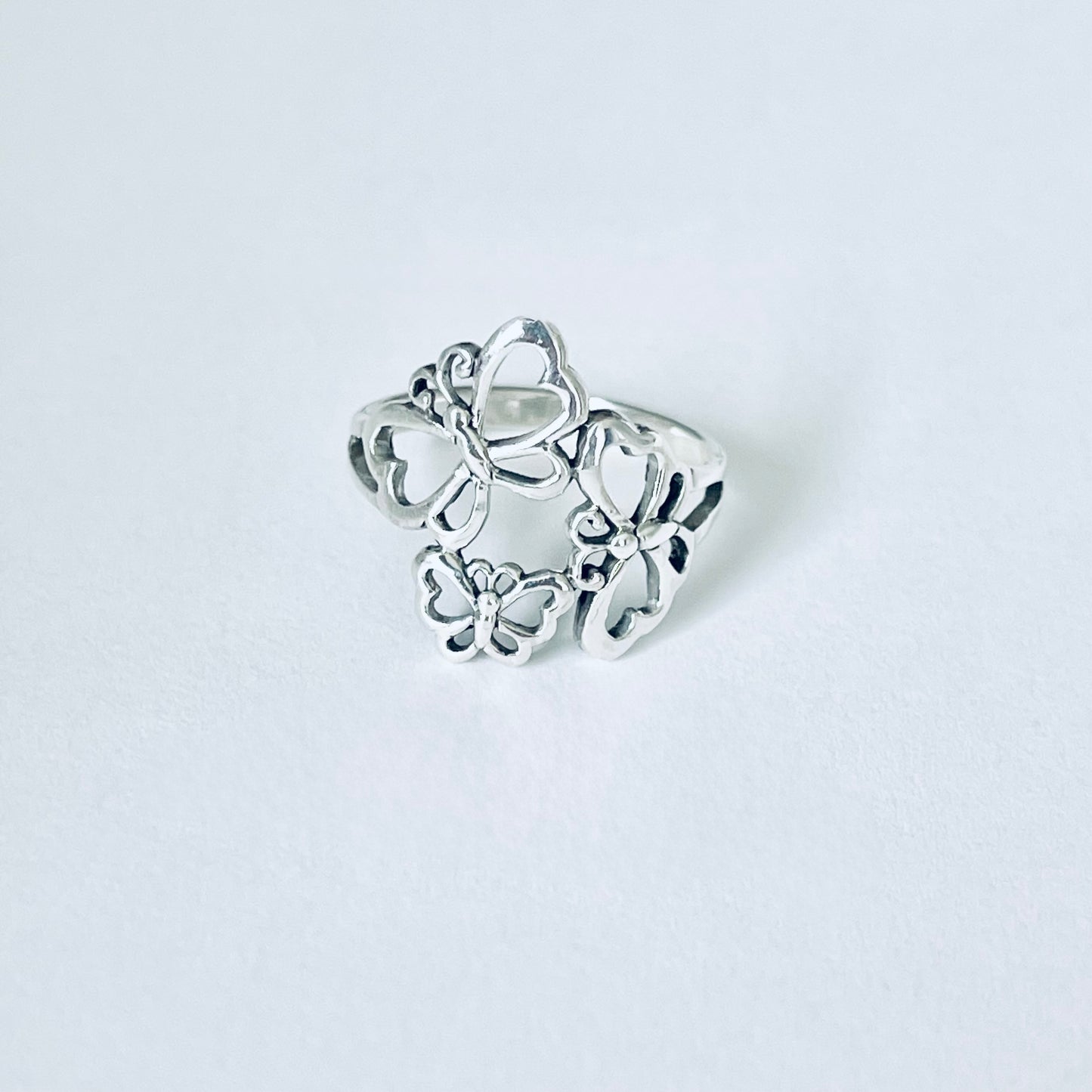Sterling Silver Triple Butterfly Ring – Bold Nature Spirit Statement Silver Rings