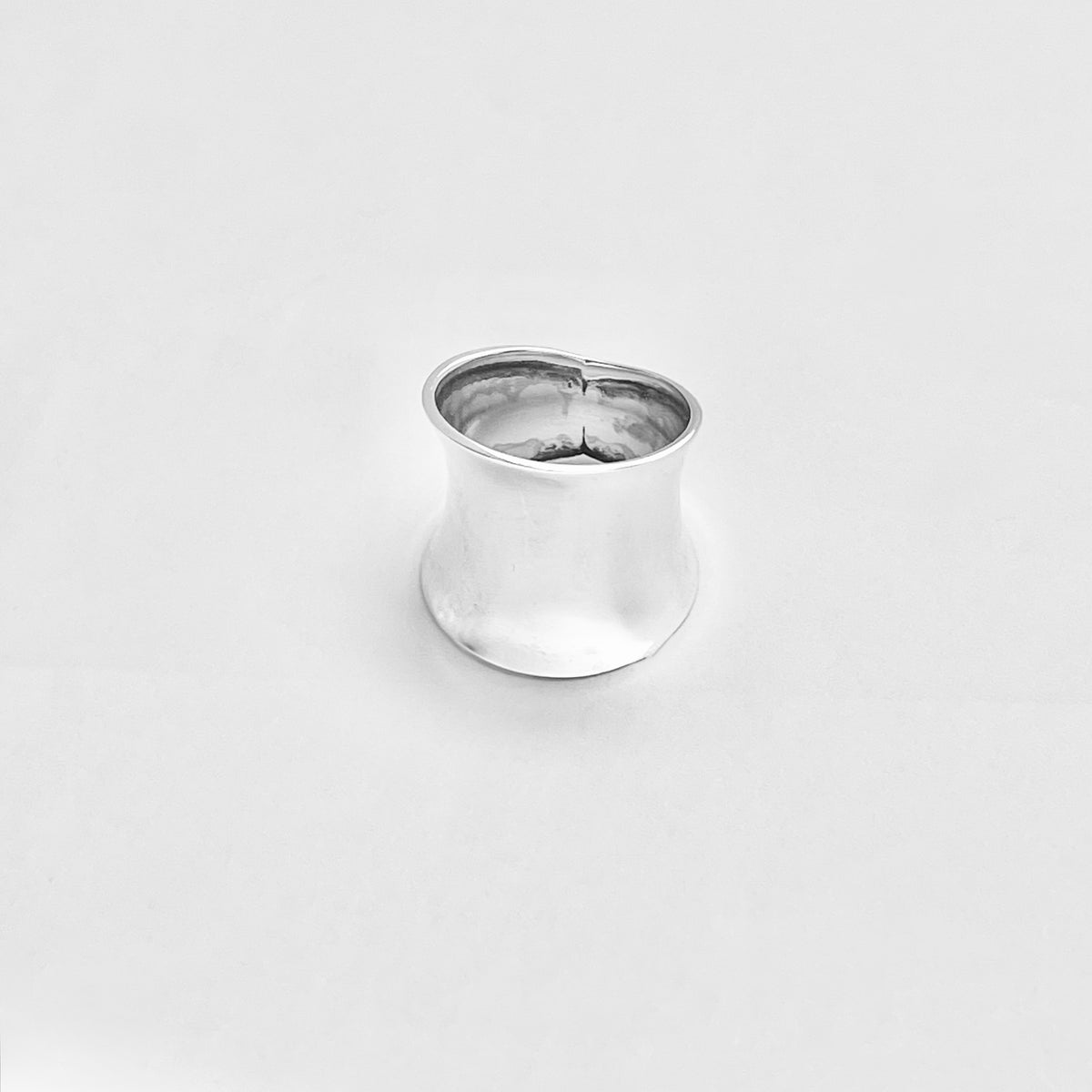 925 Sterling Silver Statement Thin Concave Ring | Bold Boho Wide Band Silver Rings