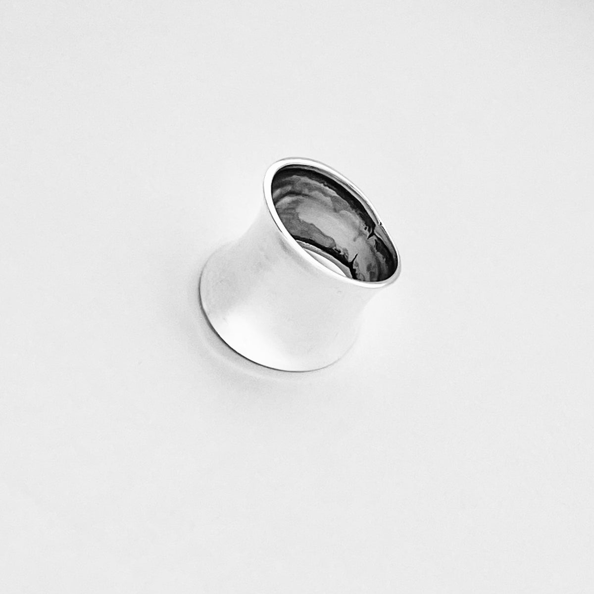 925 Sterling Silver Statement Thin Concave Ring | Bold Boho Wide Band Silver Rings