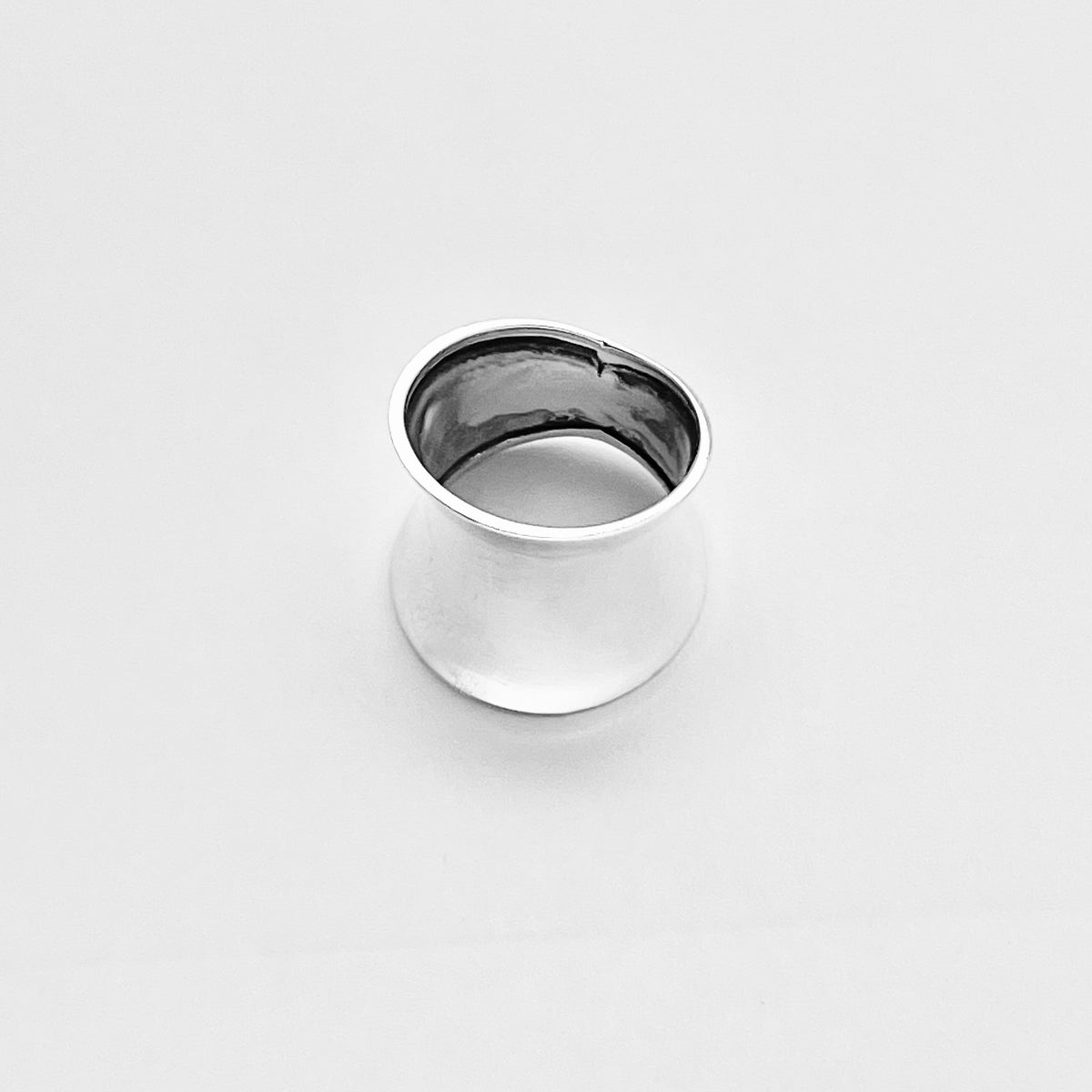 925 Sterling Silver Statement Thin Concave Ring | Bold Boho Wide Band Silver Rings