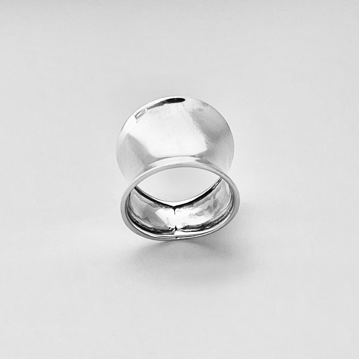 925 Sterling Silver Statement Thin Concave Ring | Bold Boho Wide Band Silver Rings