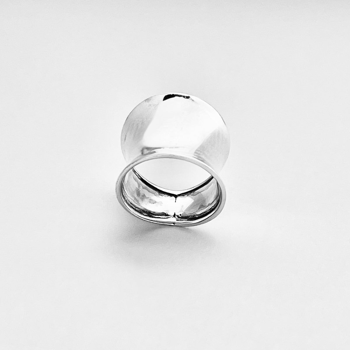 925 Sterling Silver Statement Thin Concave Ring | Bold Boho Wide Band Silver Rings