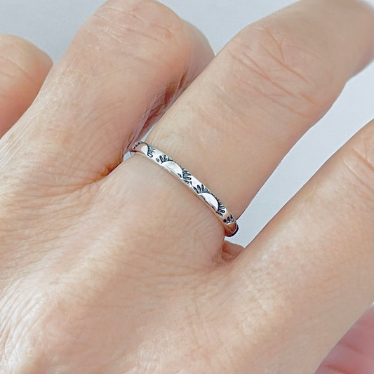 925 Sterling Silver Dainty Eternity Sun Band Ring | Unisex Stackable Celestial Wedding Bands