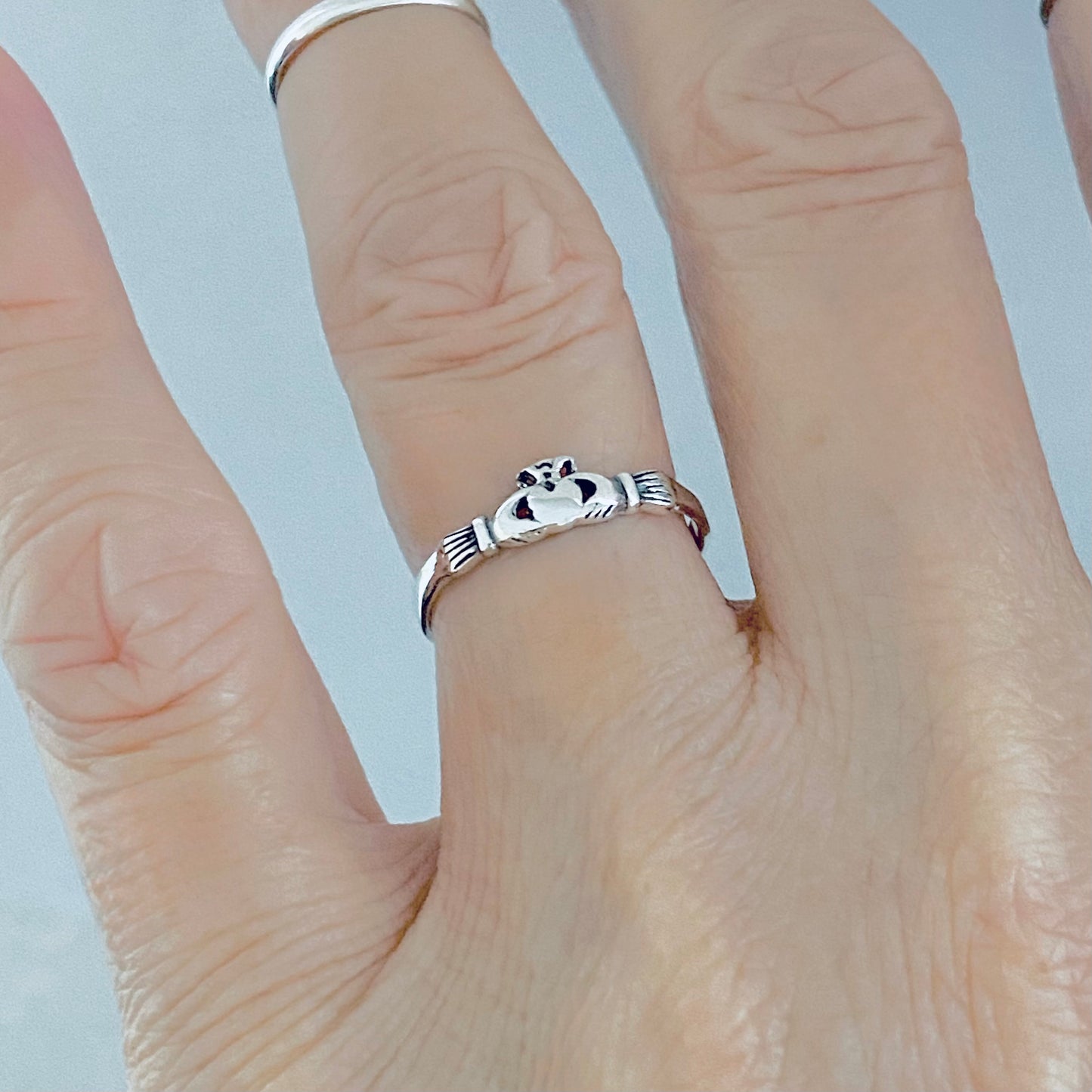 925 Sterling Silver Mini Irish Claddagh Ring | Dainty Heart Friendship Loyalty Rings