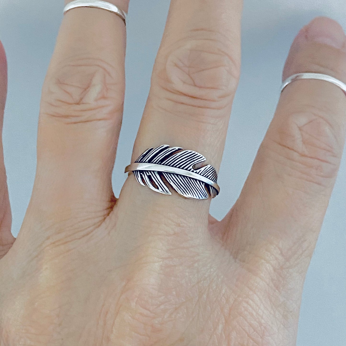 Sterling Silver Statement Feather Ring, Bird Rings, Angels Wing, Spirit Jewelry