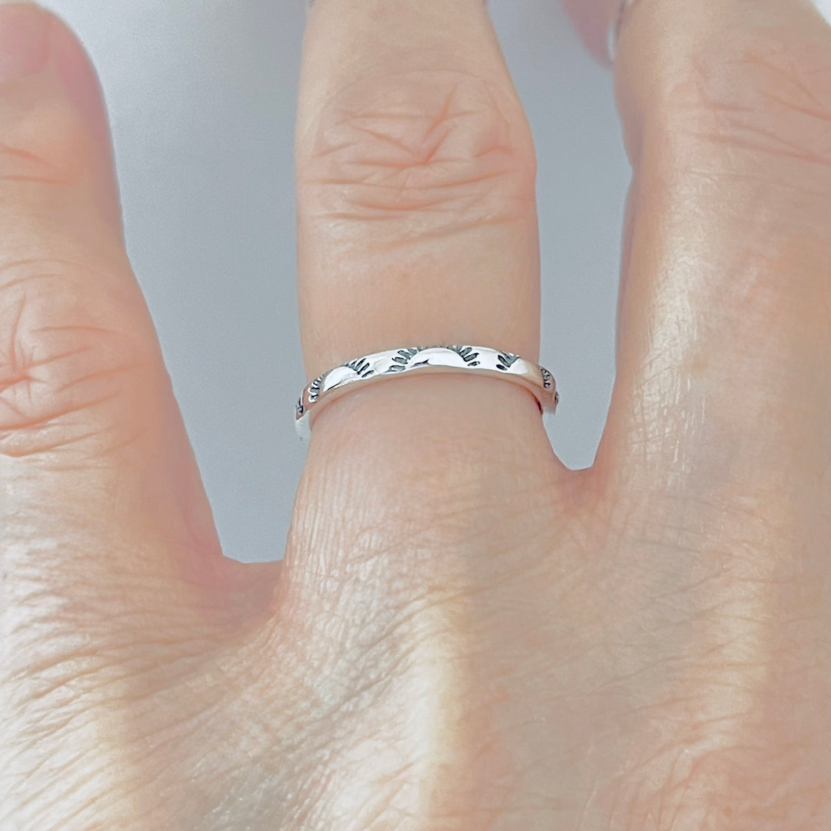 925 Sterling Silver Dainty Eternity Sun Band Ring | Unisex Stackable Celestial Wedding Bands