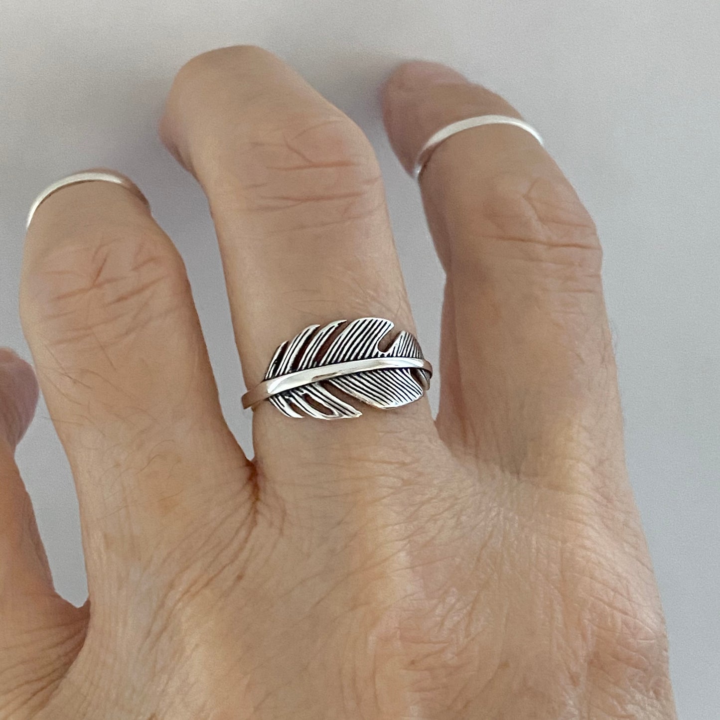 Sterling Silver Large Feather Ring, Bird Silver Ring, Angels Wing