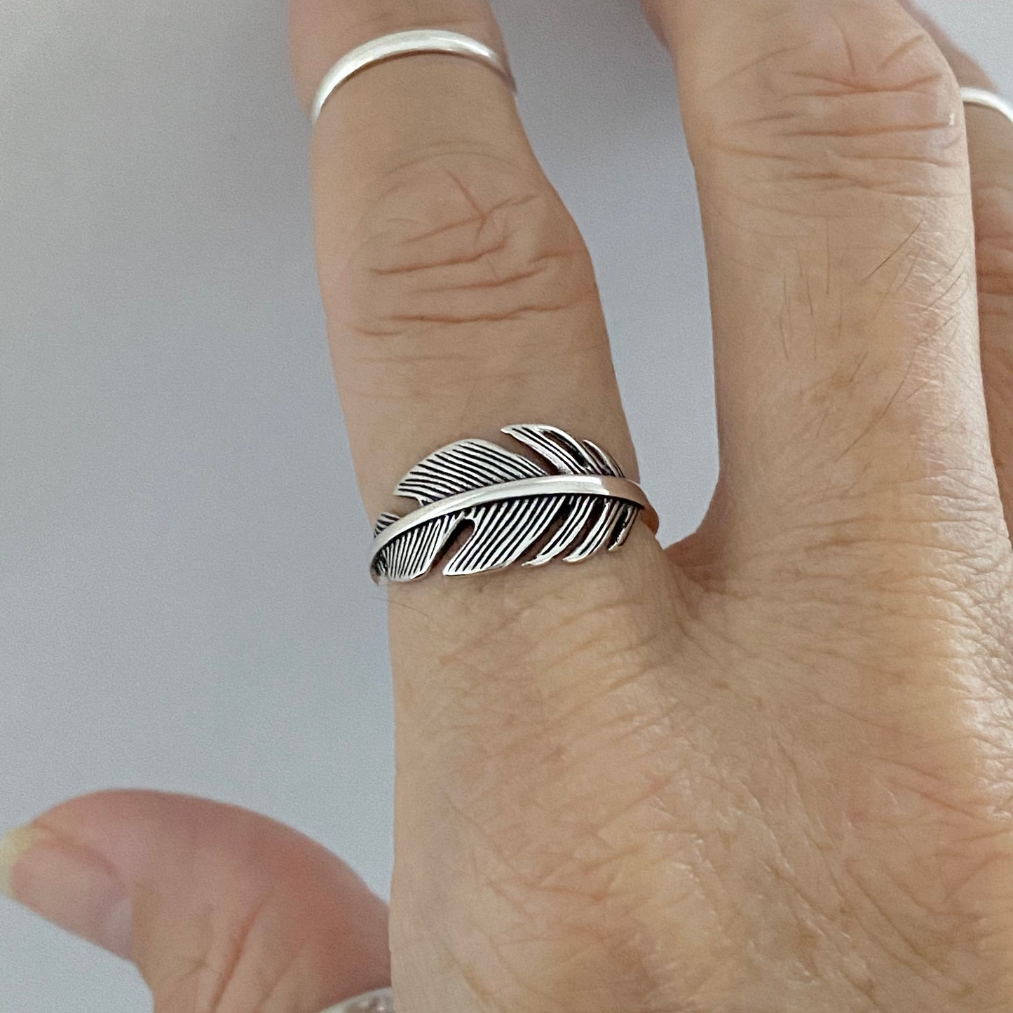 Sterling Silver Large Feather Ring, Bird Silver Ring, Angels Wing