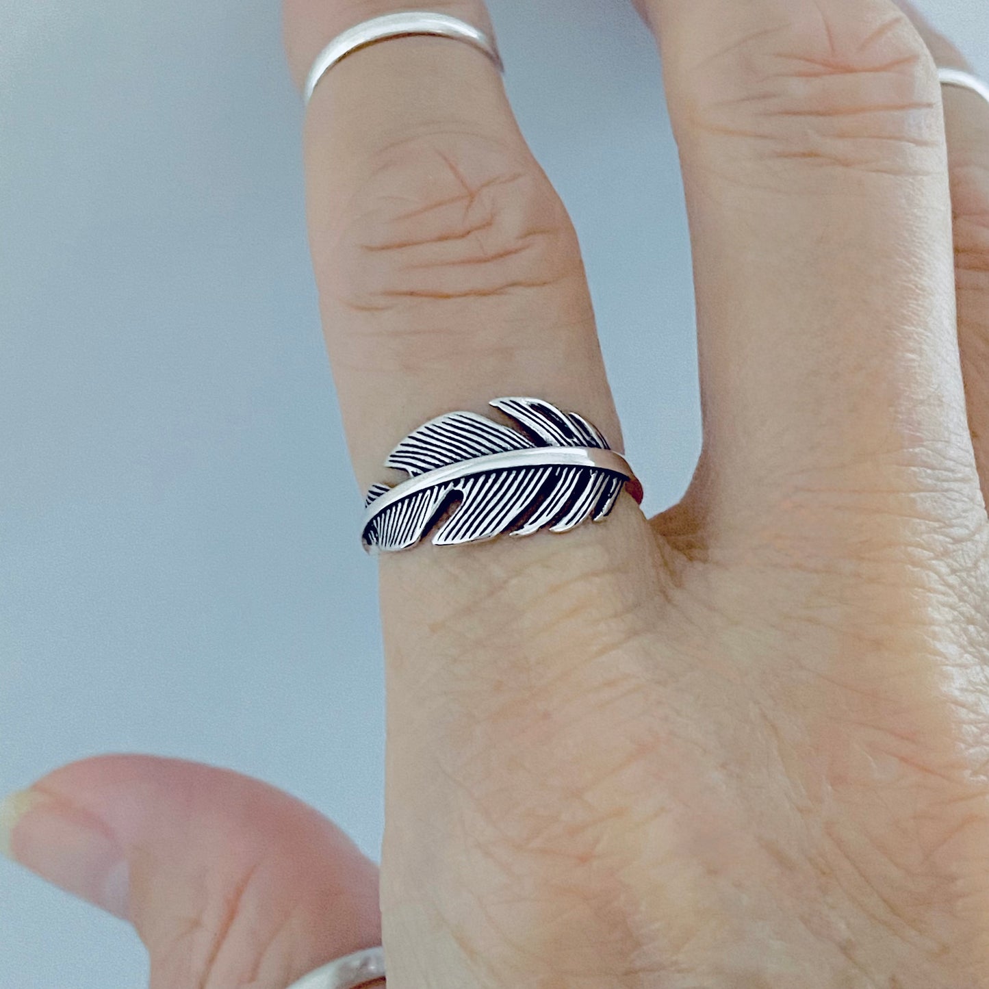 Sterling Silver Statement Feather Ring, Bird Rings, Angels Wing, Spirit Jewelry