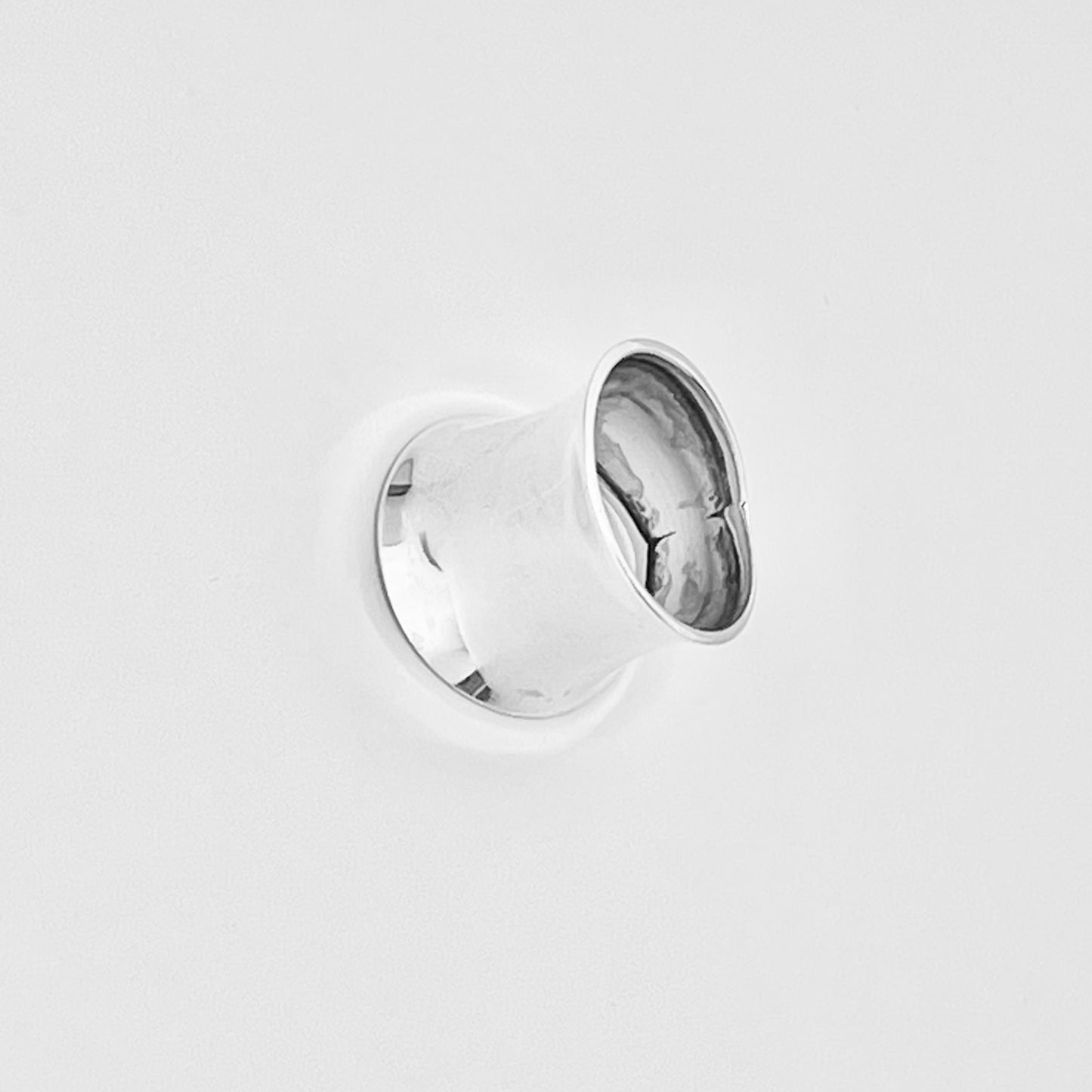 Sterling Silver Large Thin Concave Ring, Statement Silver Rings, Wide Band
