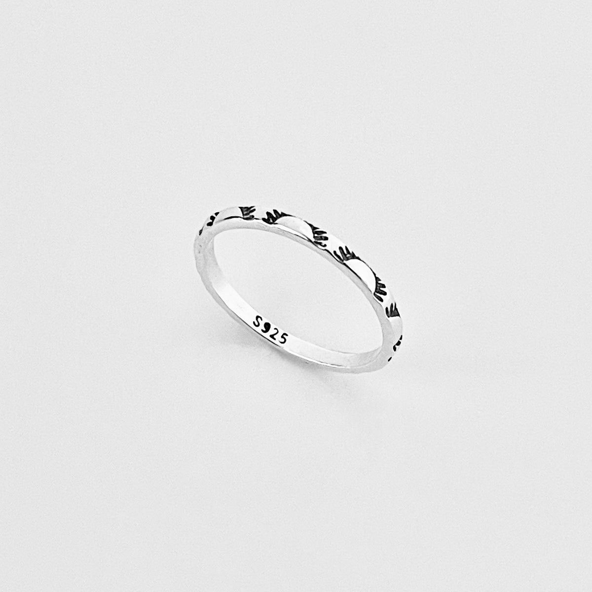 925 Sterling Silver Dainty Eternity Sun Band Ring | Unisex Stackable Celestial Wedding Bands