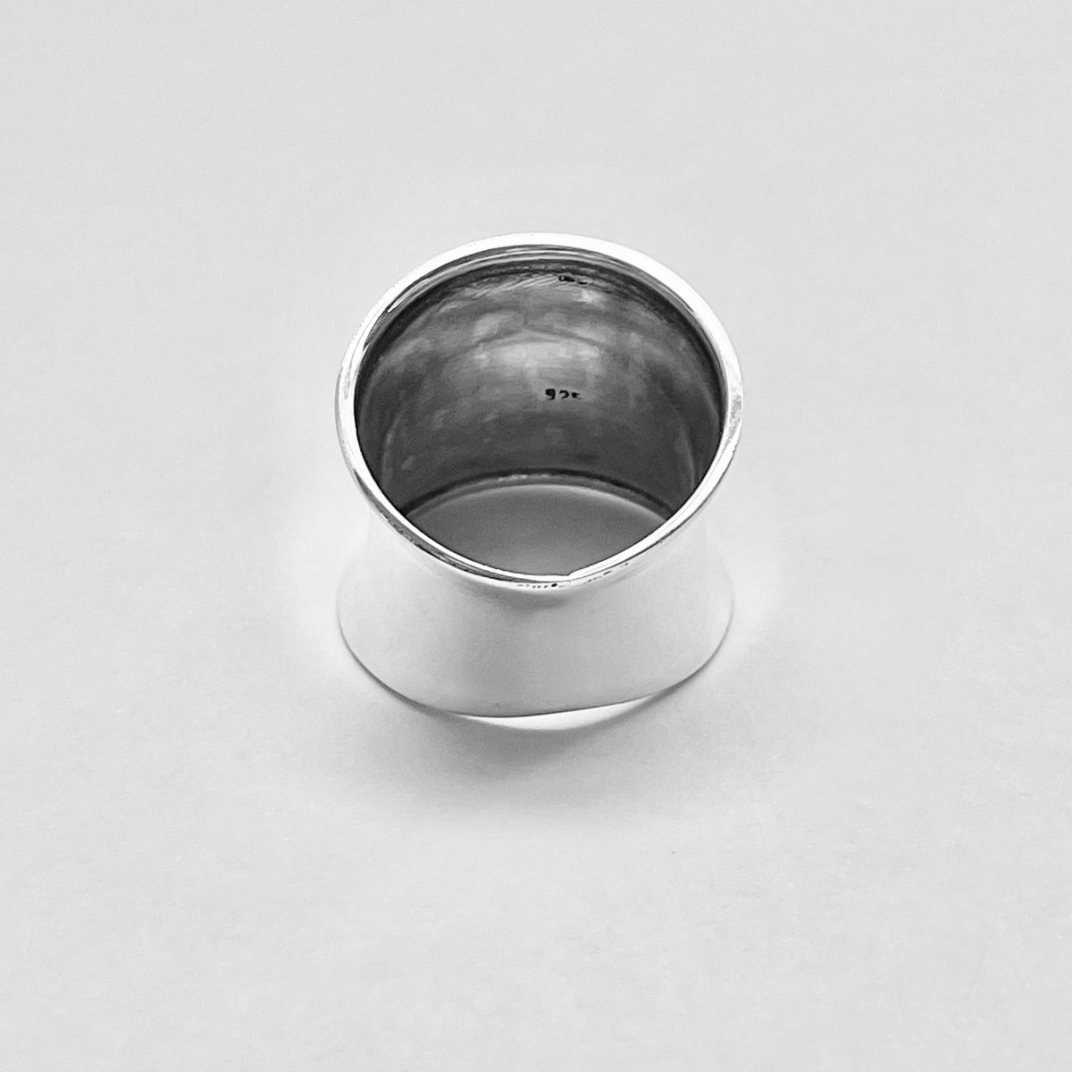 925 Sterling Silver Statement Thin Concave Ring | Bold Boho Wide Band Silver Rings