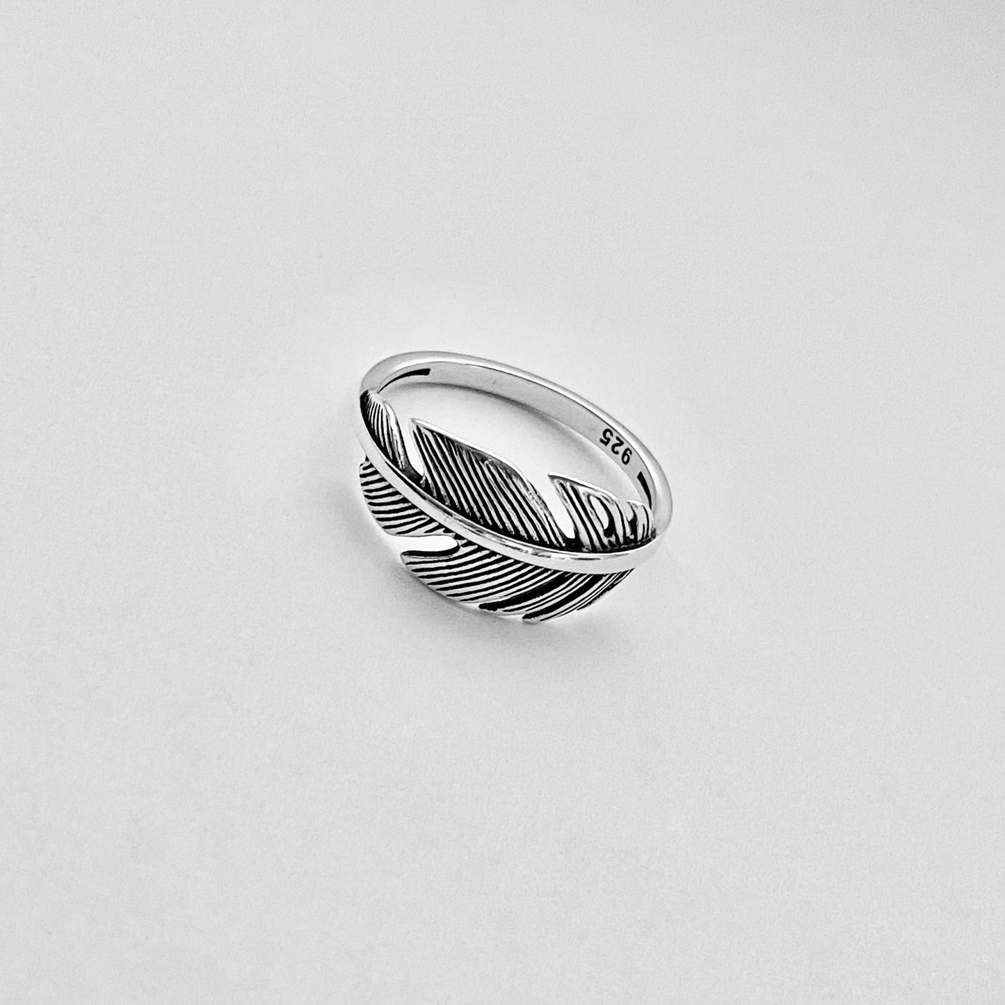 Sterling Silver Large Feather Ring, Bird Silver Ring, Angels Wing