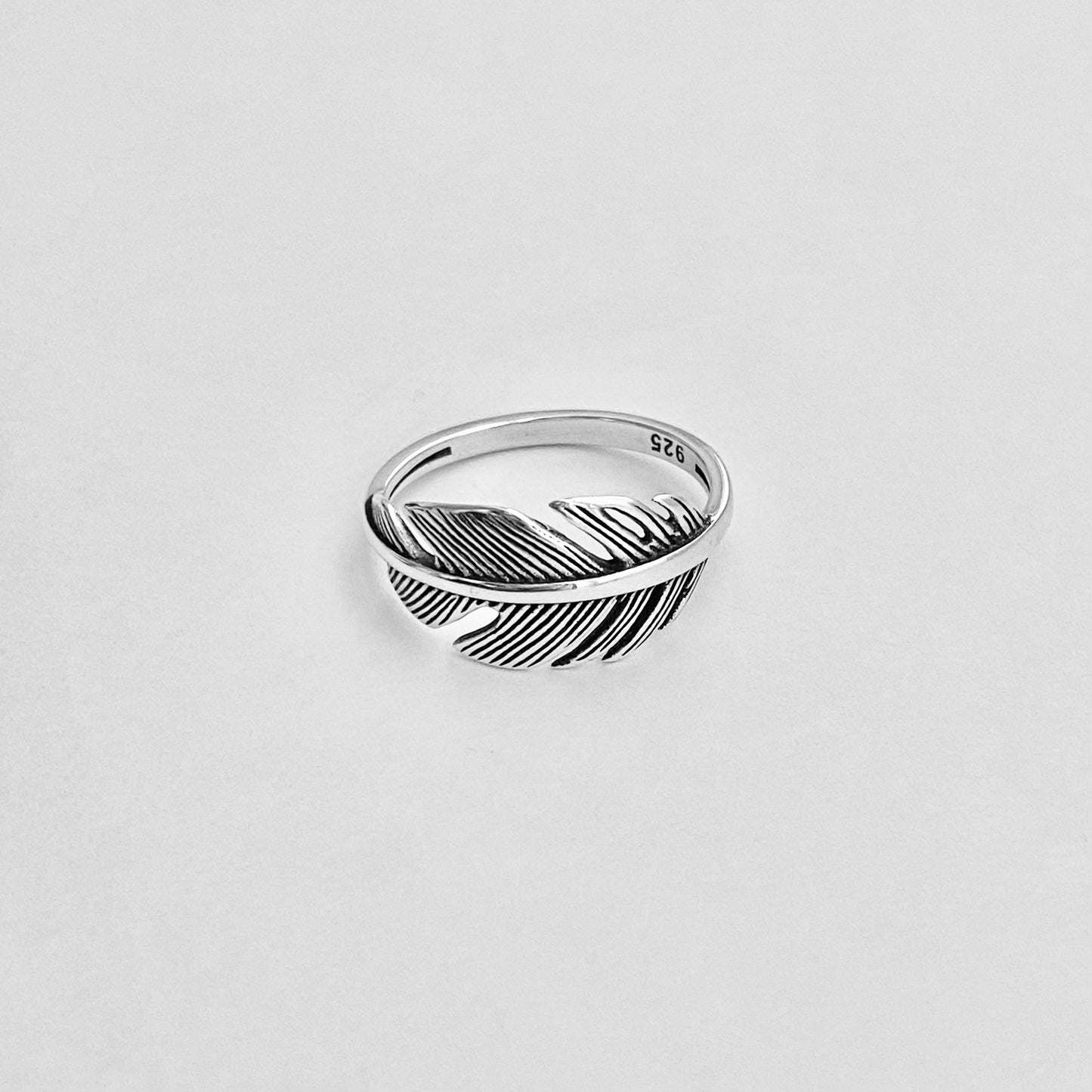 Sterling Silver Large Feather Ring, Bird Silver Ring, Angels Wing