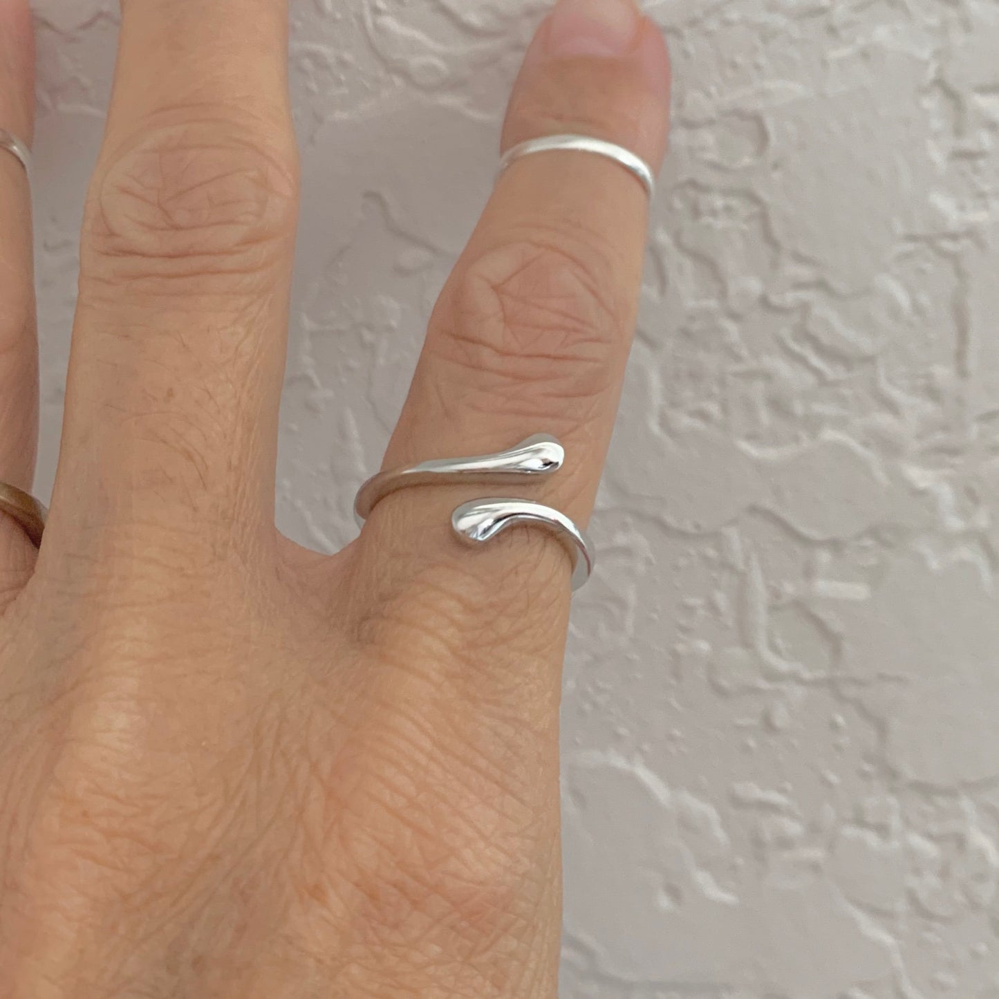 Sterling Silver Wraparound Teardrops Ring, Delicate Ring, Silver Rings,