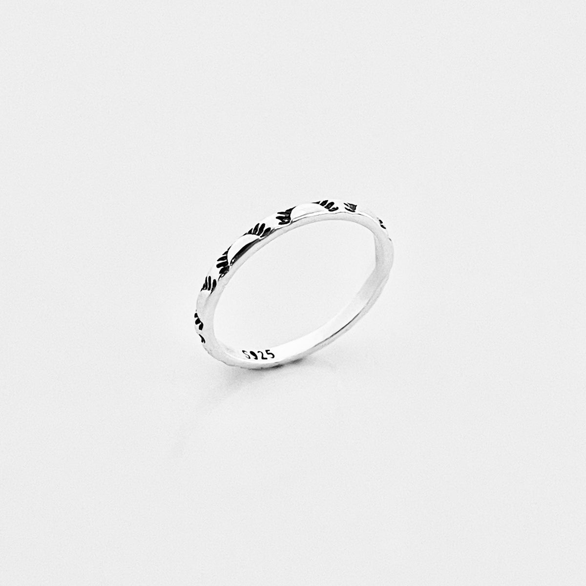 925 Sterling Silver Dainty Eternity Sun Band Ring | Unisex Stackable Celestial Wedding Bands