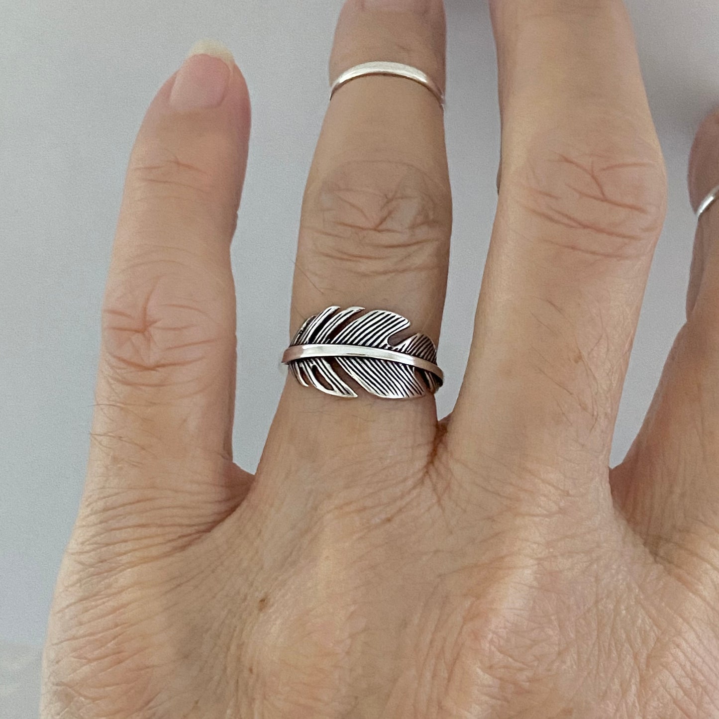 Sterling Silver Large Feather Ring, Bird Silver Ring, Angels Wing