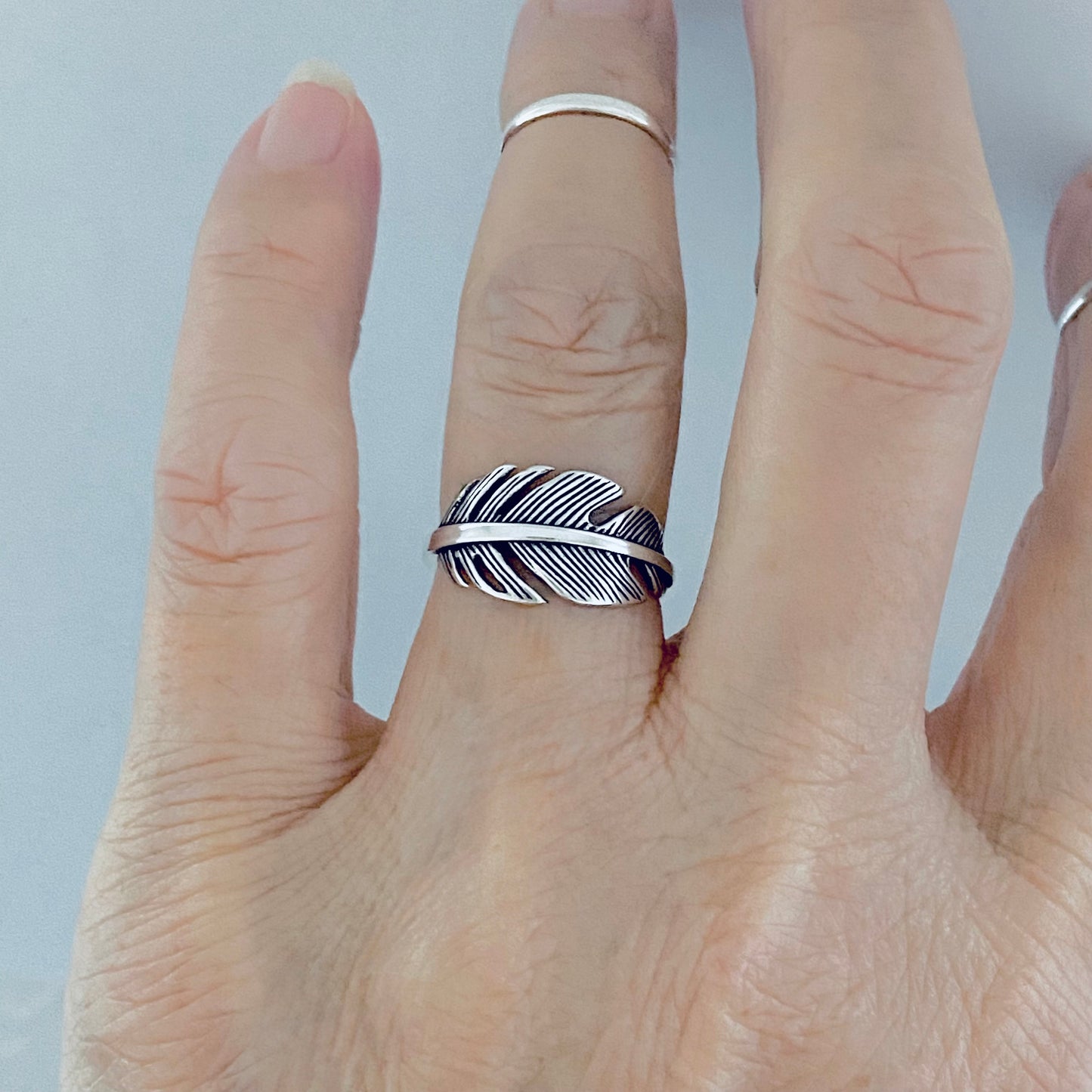 Sterling Silver Statement Feather Ring, Bird Rings, Angels Wing, Spirit Jewelry