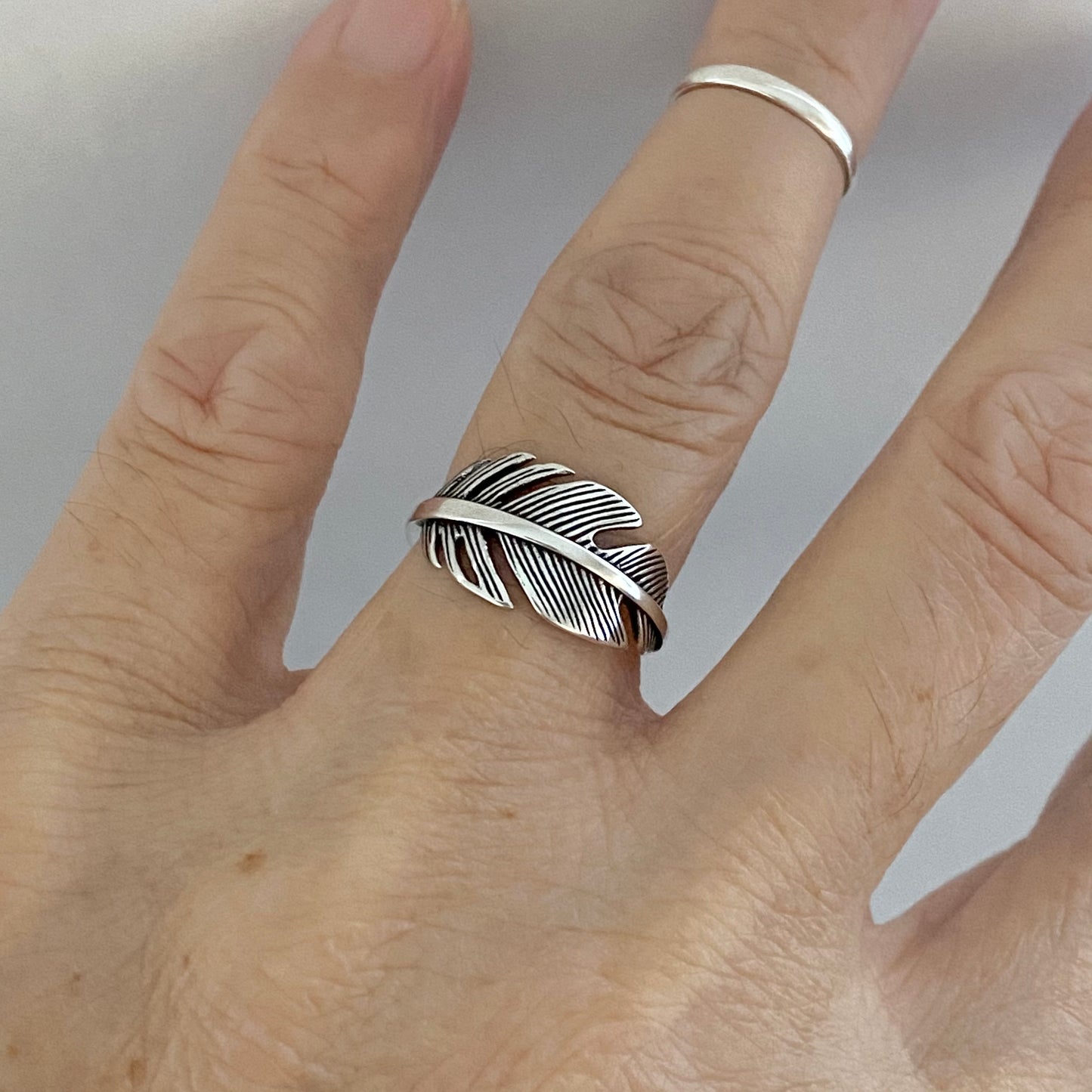 Sterling Silver Large Feather Ring, Bird Silver Ring, Angels Wing