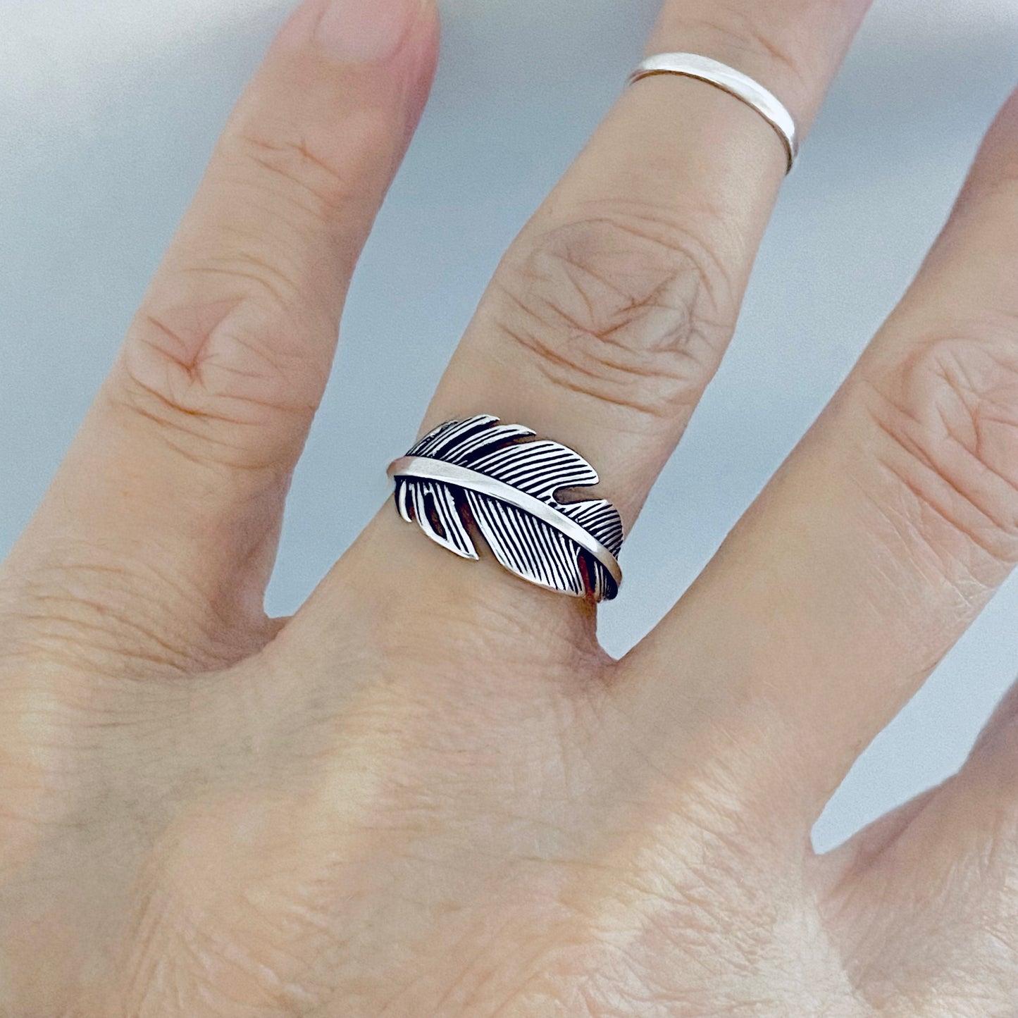 Sterling Silver Statement Feather Ring, Bird Rings, Angels Wing, Spirit Jewelry