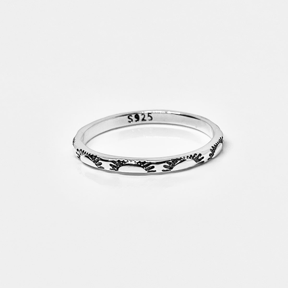 925 Sterling Silver Dainty Eternity Sun Band Ring | Unisex Stackable Celestial Wedding Bands